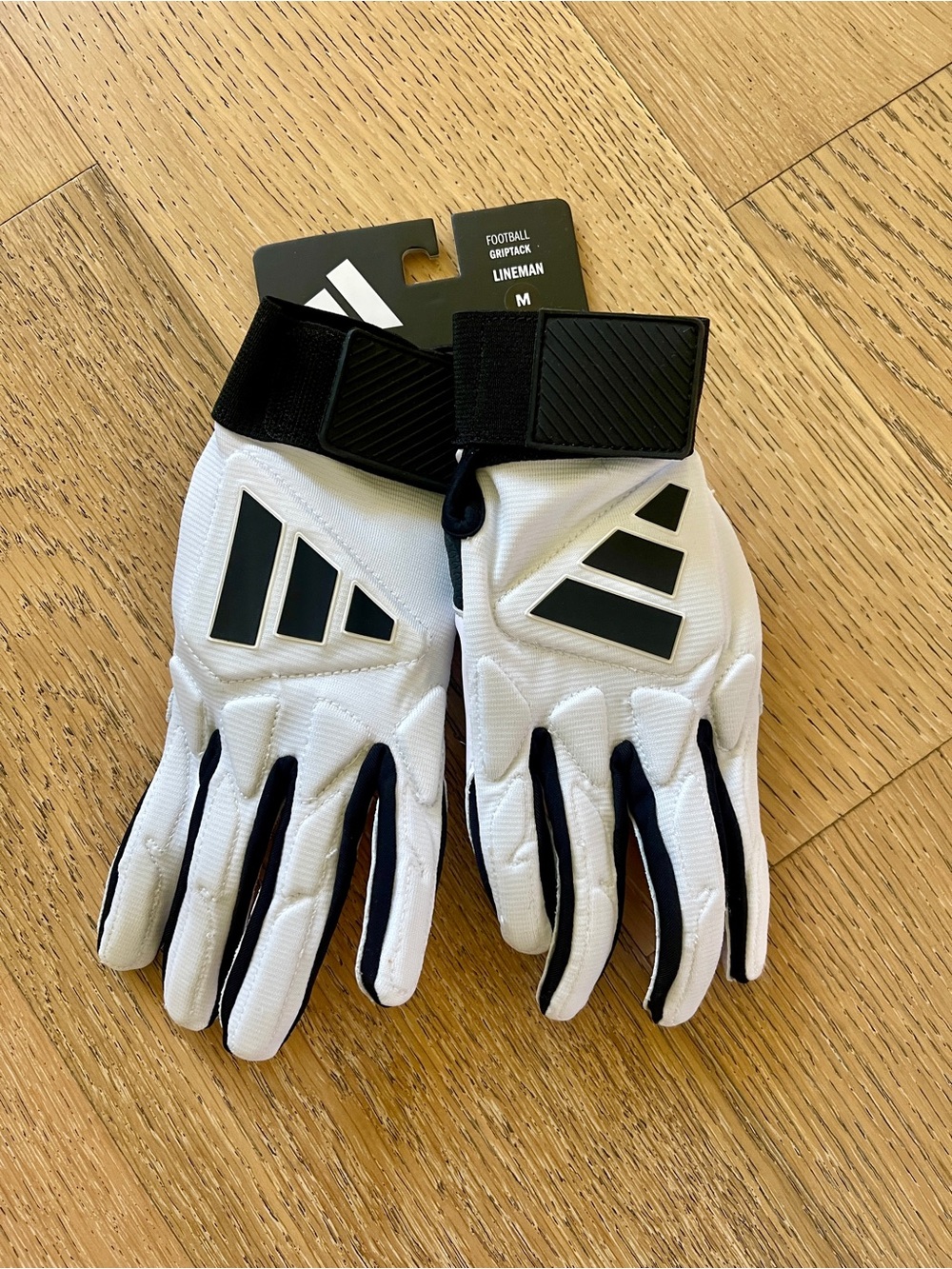 adidas White and Black Football Lineman Grip Gloves